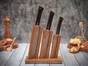 Набор ножей для кухни № 11, клинки из тигельного булата, рукояти из морёного граба + подставка под ножи в подарок