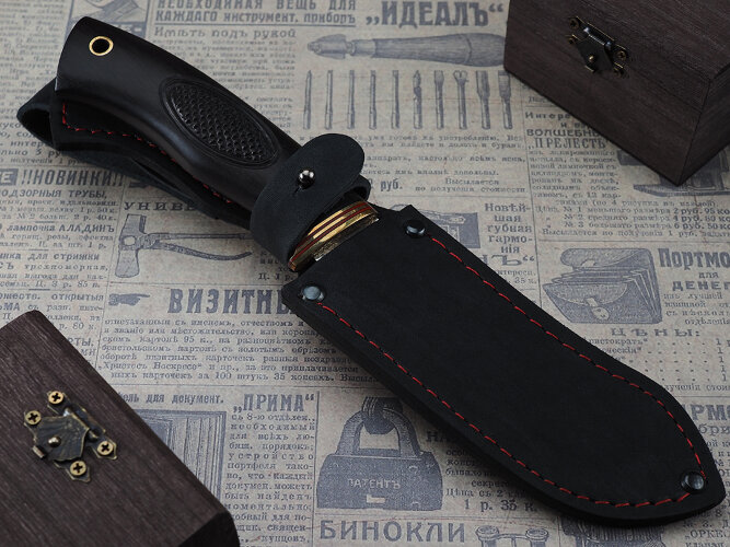 Нож Скиннер, клинок из кованой стали Х12МФ, рукоять морёный граб