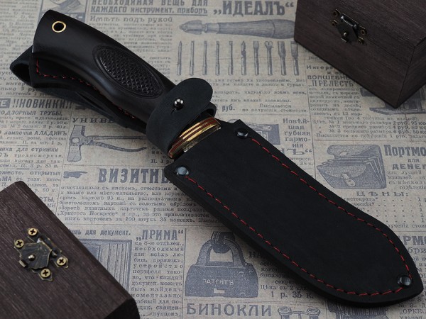 Нож Скиннер, клинок из кованой стали Х12МФ, рукоять морёный граб