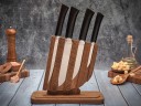 Набор ножей для кухни № 12, клинки из стали Bohler N690, рукояти из морёного граба + подставка под ножи в подарок