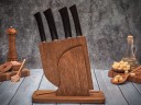 Набор ножей для кухни № 12, клинки из стали Bohler N690, рукояти из морёного граба + подставка под ножи в подарок