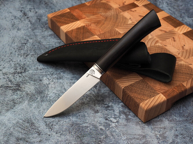 Набор ножей для кухни № 12, клинки из стали Bohler N690, рукояти из морёного граба + подставка под ножи в подарок