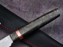 Набор ножей для кухни № 24, клинки из стали Bohler М398, рукояти хаотичный карбон, вставка мокумэ - ганэ + подставка под ножи в подарок