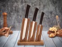 Набор ножей для кухни № 13, клинки из стали Bohler N690, рукояти из морёного граба + подставка под ножи в подарок