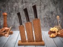 Набор ножей для кухни № 13, клинки из стали Bohler N690, рукояти из морёного граба + подставка под ножи в подарок