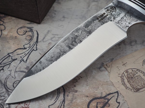 Нож Куница, клинок из кованой стали Х12МФ, рукоять венге, береста