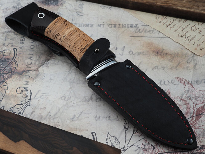 Нож Куница, клинок из кованой стали Х12МФ, рукоять венге, береста