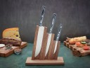 Набор ножей для кухни № 14, клинки из стали Bohler М390, цельнометаллические, накладки микарта + подставка под ножи в подарок