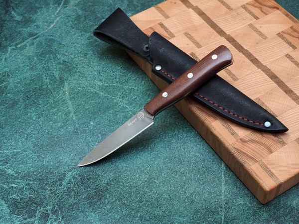 Набор ножей для кухни № 16 из тигельного булата, цельнометаллические, накладки текстолит + подставка под ножи в подарок