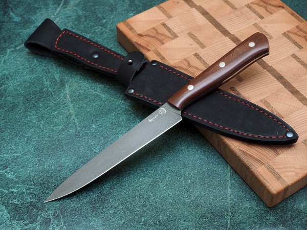 Набор ножей для кухни № 16 из тигельного булата, цельнометаллические, накладки текстолит + подставка под ножи в подарок