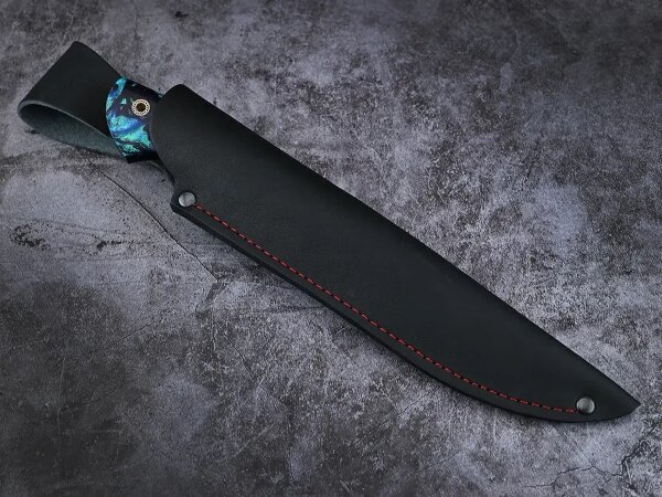 Нож Вепрь, клинок из стали Bohler M390, рукоять хаотичная микарта, больстер нейзильбер