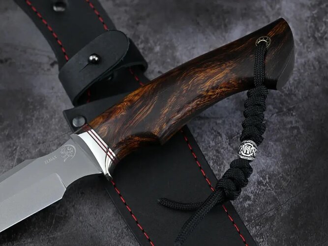Нож Тигр, клинок из стали Bohler ELMAX, рукоять айронвуд, больстер нейзильбер