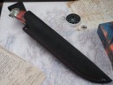 Нож Егерь, клинок из стали Bohler K340, рукоять художественное литье мельхиор, стабилизированная карельская береза, элфорин, скримшоу