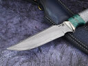 Нож Тигр, клинок из стали Bohler S290, в нержавеющих обкладках, рукоять карбон, вставка карбон, больстер нейзильбер, формованные ножны - итальянская кожа растительного дубления