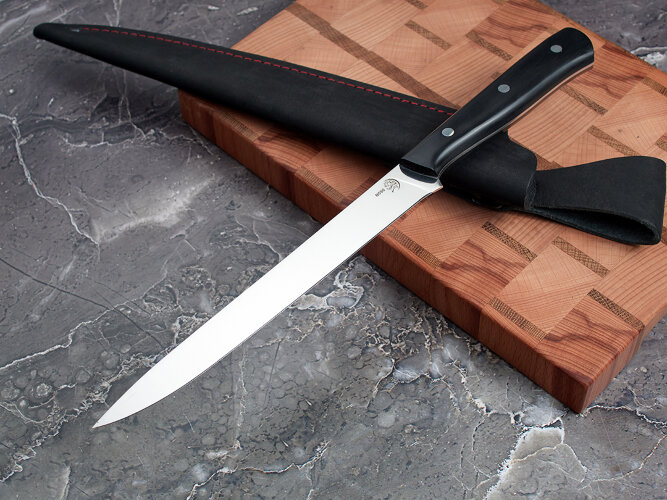 Нож Филейный № 3, клинок из стали Bohler N690, цельнометаллический, накладки морёный граб