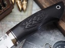 Нож Аллигатор, клинок из стали Bohler K340, рукоять морёный граб с резьбой ручной работы