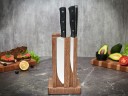 Набор ножей для кухни № 18 из стали Bohler N690, цельнометаллические, накладки морёный граб + подставка под ножи в подарок