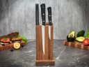 Набор ножей для кухни № 18 из стали Bohler N690, цельнометаллические, накладки морёный граб + подставка под ножи в подарок