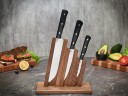 Набор ножей для кухни № 19 из стали Bohler N690, цельнометаллические, накладки морёный граб + подставка под ножи в подарок