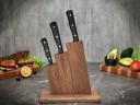 Набор ножей для кухни № 19 из стали Bohler N690, цельнометаллические, накладки морёный граб + подставка под ножи в подарок