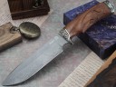 Нож Ворон, клинок из тигельного булата, рукоять художественное литье мельхиор, бубинга
