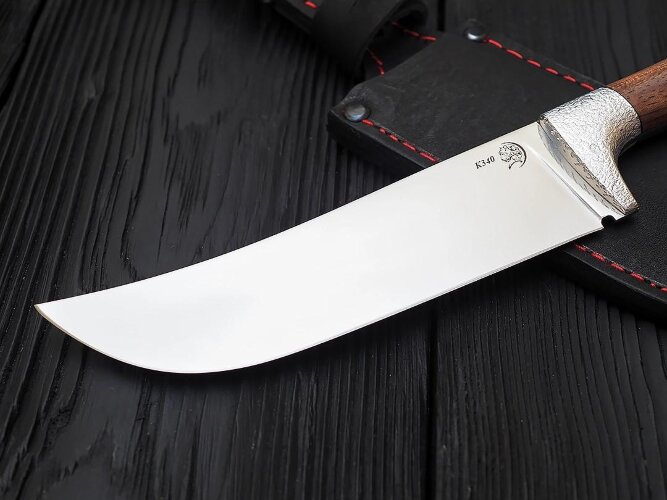 Нож Пчак, клинок из стали Bohler К340, цельнометаллический, накладки дюраль. бубинга