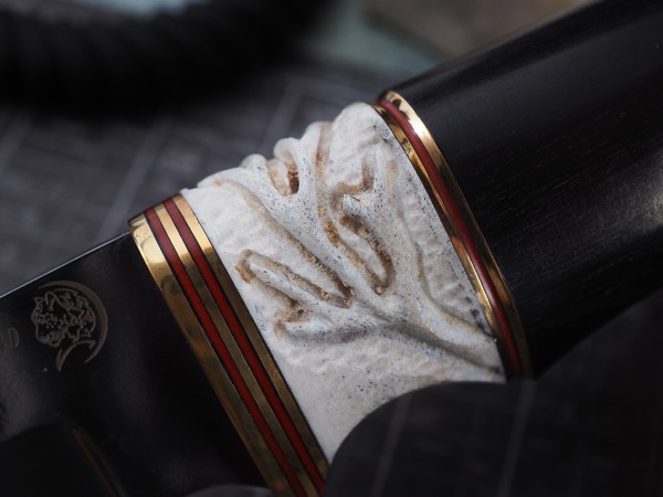 Нож Ворон, клинок из стали Bohler К340, рукоять морёный граб, вставка элфорин