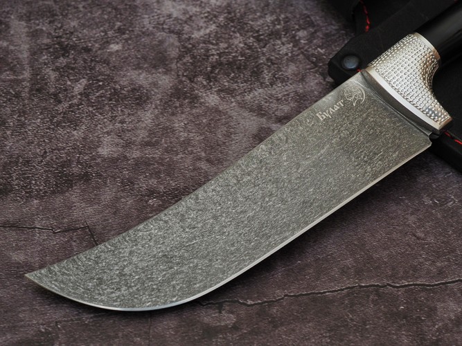 Нож Пчак, клинок из тигельного булата, цельнометаллический, накладки дюраль. граб
