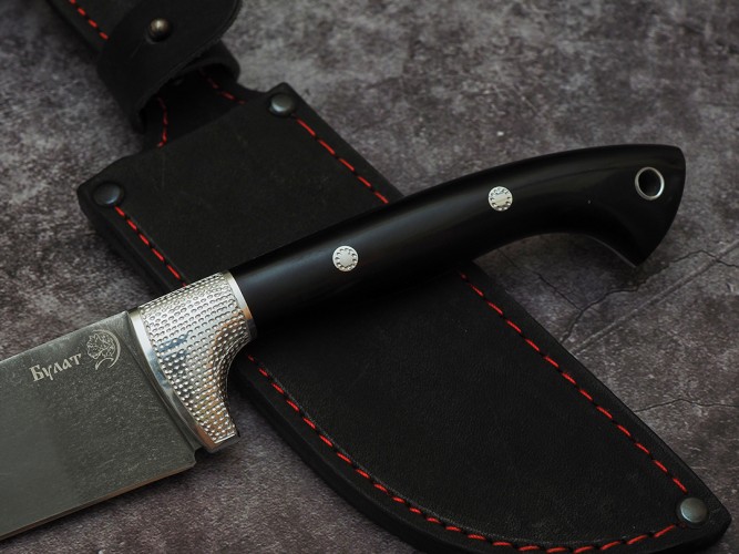 Нож Пчак, клинок из тигельного булата, цельнометаллический, накладки дюраль. граб