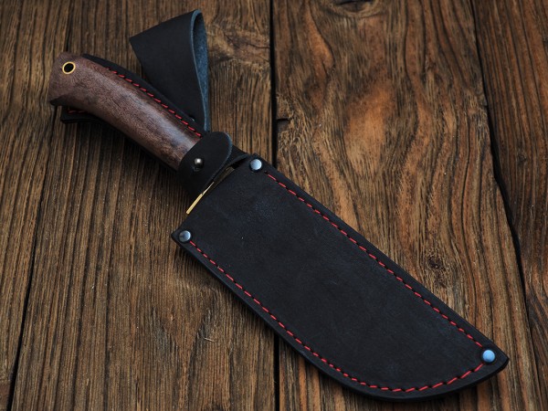 Нож Пчак, клинок из тигельного булата, рукоять стабилизированная карельская береза