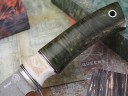 Нож Турист, клинок из тигельного булата, рукоять стабилизированная карельская береза, элфорин