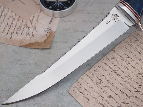 Нож Рыбак, клинок из стали Bohler K340, рукоять стабилизированная карельская береза