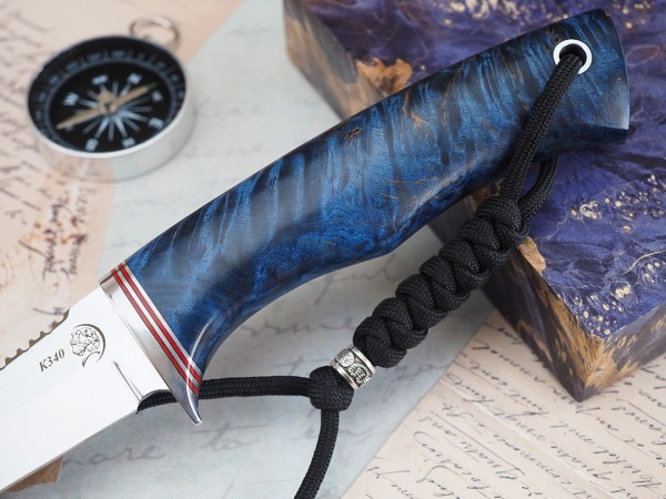 Нож Рыбак, клинок из стали Bohler K340, рукоять стабилизированная карельская береза