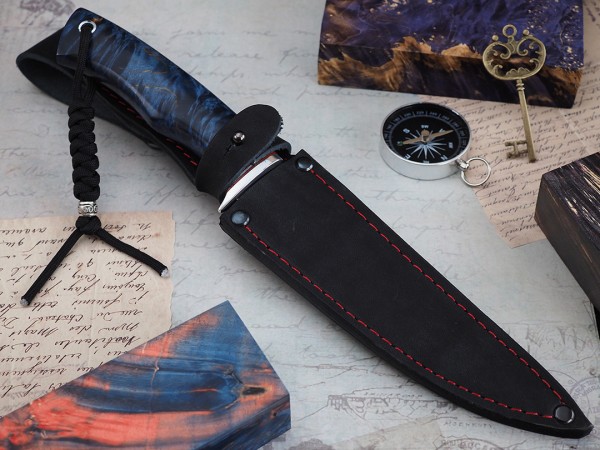 Нож Рыбак, клинок из стали Bohler K340, рукоять стабилизированная карельская береза