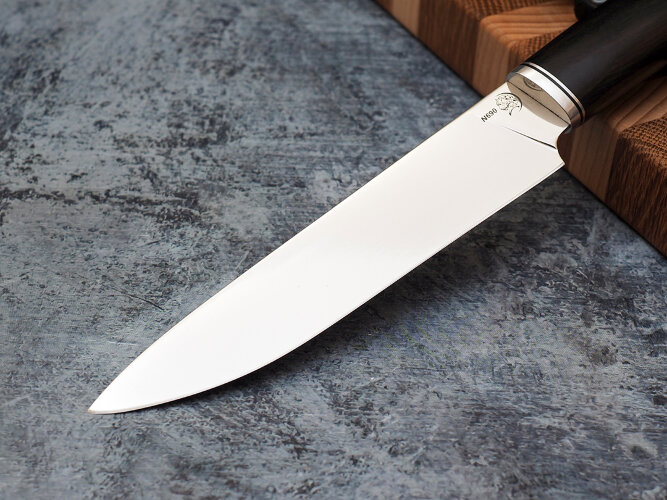 Нож Шеф-повар № 2, клинок из стали Bohler N690, рукоять мореный граб