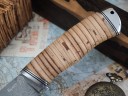 Нож Бобр, клинок из тигельного булата, рукоять дюраль, береста