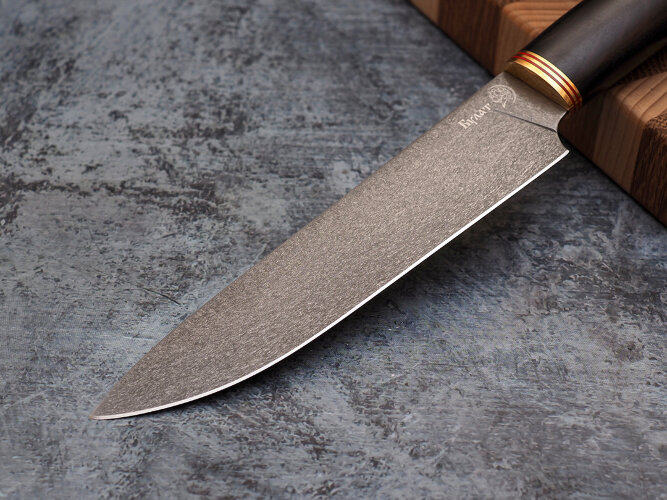 Нож Шеф-повар № 2, клинок из тигельного булата, рукоять мореный граб