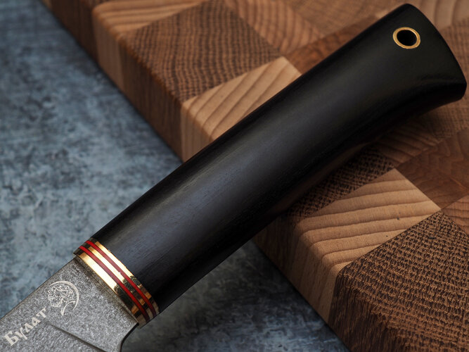Нож Шеф-повар № 2, клинок из тигельного булата, рукоять мореный граб