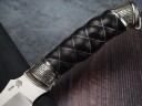 Нож Диверсант, клинок из стали Bohler М390, рукоять художественное литье мельхиор, морёный граб резной, инкрустация