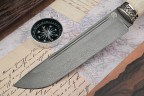 Нож Путник, клинок из тигельного булата, рукоять художественное литье мельхиор, элфорин, скримшоу