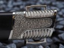 Нож Пластунский, клинок из стали Bohler S390, рукоять художественное литье мельхиор, морёный граб, ножны художественное литье мельхиор, морёный граб