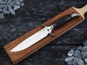 Нож Беркут, клинок из стали Bohler М390, рукоять художественное литье мельхиор, морёный граб резной, ножны художественное литье мельхиор, морёный граб резной