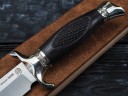 Нож Беркут, клинок из стали Bohler М390, рукоять художественное литье мельхиор, морёный граб резной, ножны художественное литье мельхиор, морёный граб резной