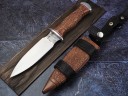 Нож Спартак, клинок из кованой стали Х12МФ, рукоять дерево бубинга с резьбой ручной работы, ножны дерево бубинга с резьбой ручной работы