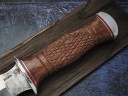 Нож Спартак, клинок из кованой стали Х12МФ, рукоять дерево бубинга с резьбой ручной работы, ножны дерево бубинга с резьбой ручной работы