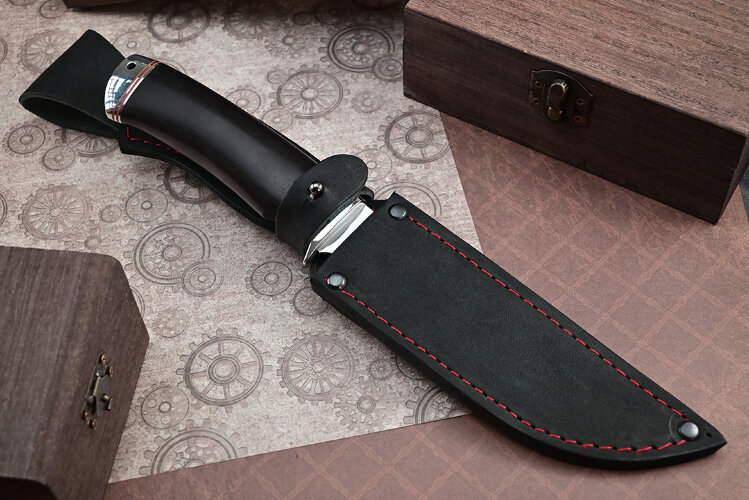 Нож Турист, клинок из стали Bohler N690, рукоять дюраль, морёный граб