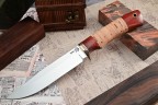 Нож Беркут, клинок из стали Bohler N690, рукоять стабилизированная карельская береза, береста