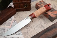 Нож Беркут, клинок из стали Bohler N690, рукоять стабилизированная карельская береза, береста