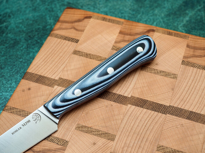 Нож Шеф-повар № 1, клинок из стали Bohler М390, цельнометаллический, накладки микарта