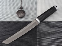 Нож Танто, клинок из тигельного булата, рукоять дюраль, наборная кожа